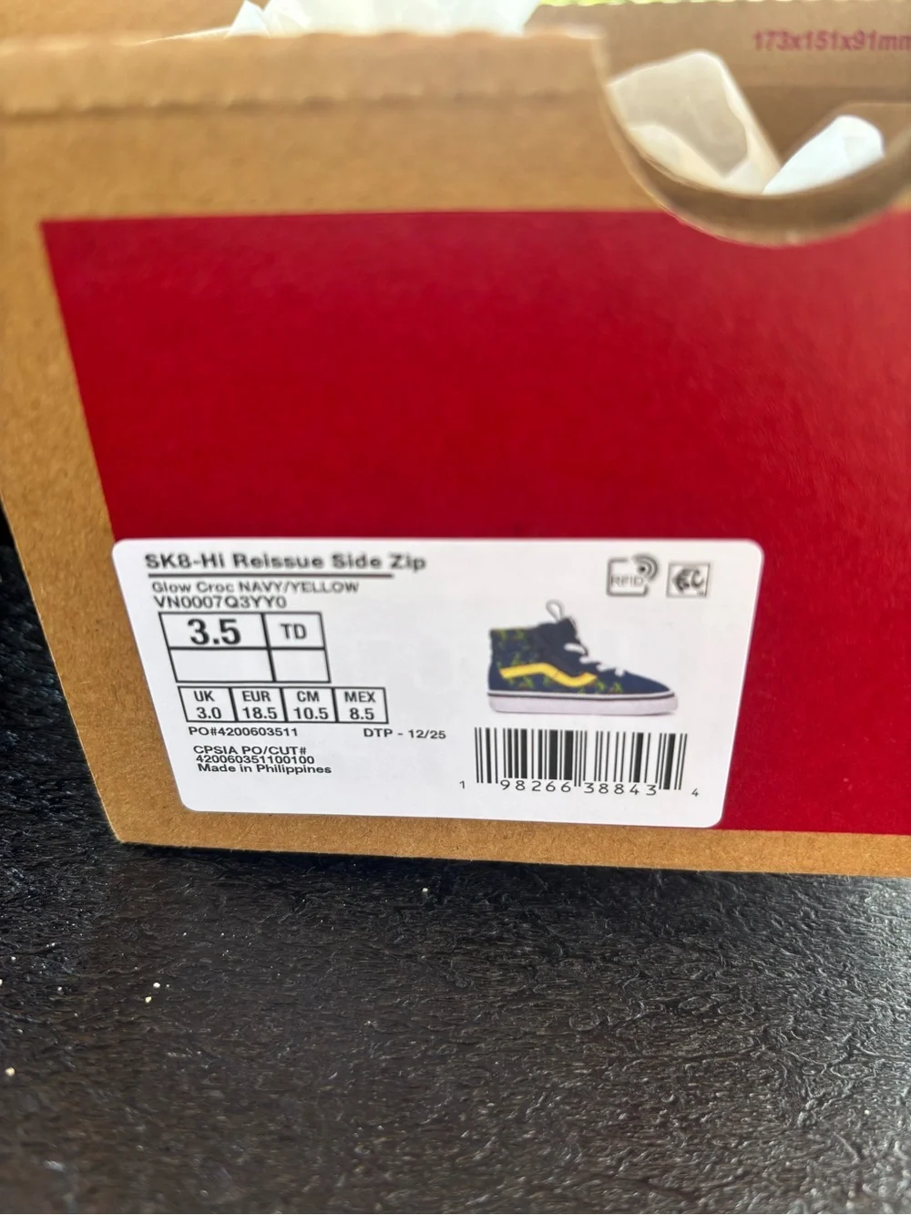 Vans Navy High-Top Sneakers with Yellow Dinosaur Accent